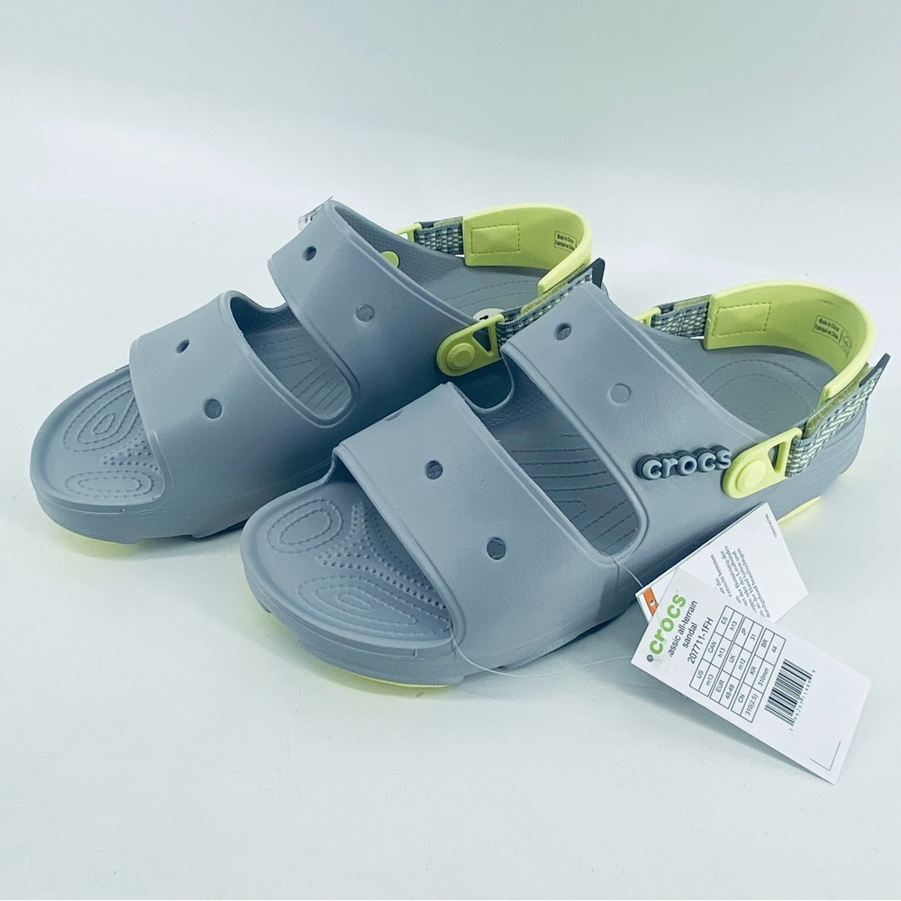 Crocs Classic All-Terrain Sandal 207711-1FH Men’s Size 13 Gray Green Jibbitz NEW